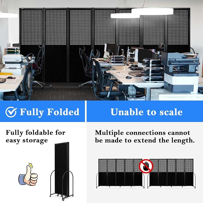 Folding Room Partition, Freestanding Privacy Divider, Portable Office Divider - Image 3
