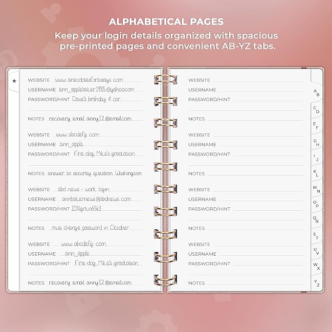 Clever Fox Password Book Spiral – Mini Internet Address & Password Organizer - Image 3