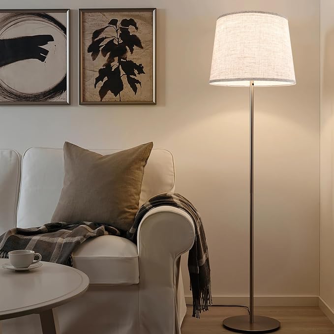 GO&SO Set of 2 Large Oatmeal Linen Drum Lamp Shade - Image 6