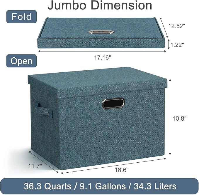 Graciadeco Large 17" 36 Quart Collapsible Stackable Storage Bins - Image 2