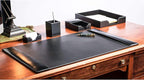 DACASSO Black Bonded Leather 5-Piece Desk Set - Image 3
