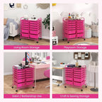 LDAILY 12 Drawer Rolling Storage Cart, Craft Cart Organizer on Wheels w/Metal - Image 7