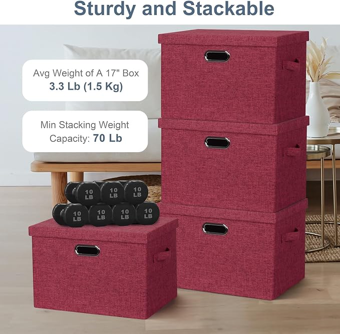 Graciadeco Large 17" 36 Quart Collapsible Stackable Storage Bins - Image 3