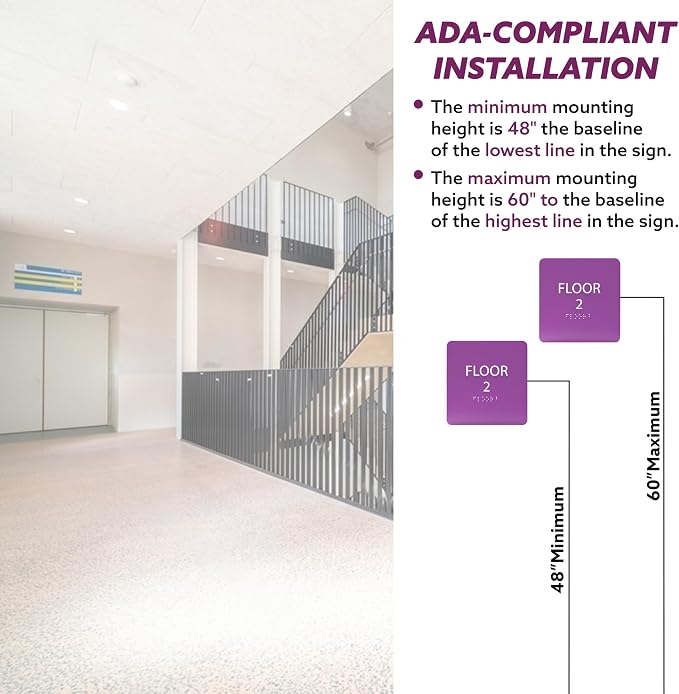 Navy ADA Floor 2 Sign with Braille – Made from Durable Acrylic and Ready to - Image 4