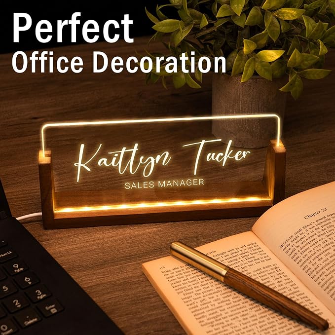 Desk Name Plate Personalized, Custom Office Light Up Name Plate - Image 3