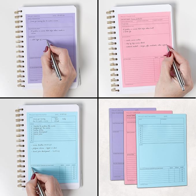 Meeting Notebook for Work & Project Planner Kit for Men and Women – 90 Large - Image 4