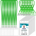 100 Pcs Clear Vertical Badge Id Card and 100 Pcs Lanyard, Reusable Lanyards by Orcielo