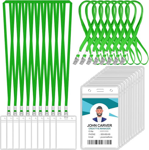 100 Pcs Clear Vertical Badge Id Card and 100 Pcs Lanyard, Reusable Lanyards by Orcielo