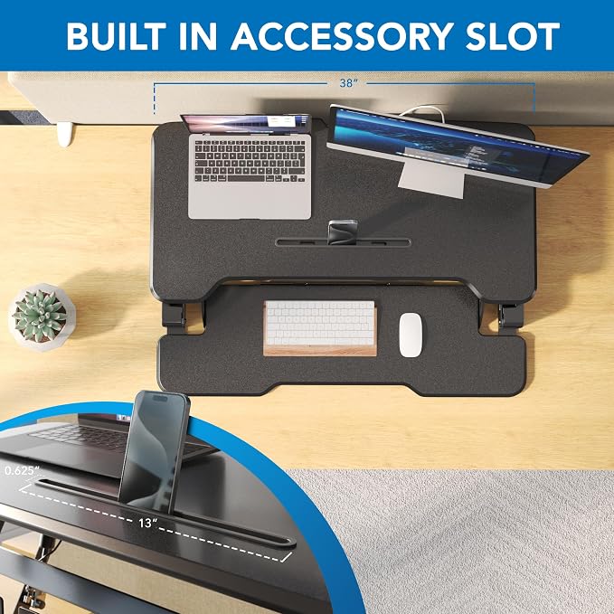 Mount-It! 38" Standing Desk Converter, Desktop Sit-Stand Desk Riser - Image 6