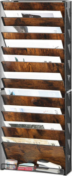 Solinxe 10-Tier Wall File Organizer, Wood Mail Organizer Wall Mounted Paper by Solinxe