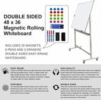 Double-Sided Mobile Whiteboard Magnet Dry Erase Board on Wheels - Image 2
