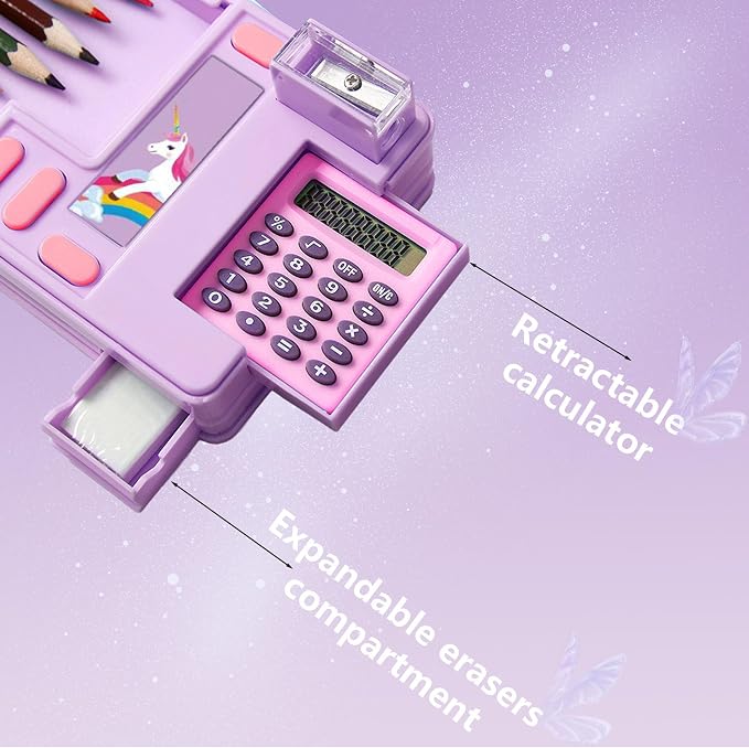 Pop Up Multifunction Pencil Case, Cute Cartoon Pen Box Organizer Stationery - Image 3