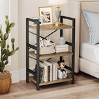 Homeiju Bookshelf, 3 Tier Industrial Bookcase, Metal Small Bookcase, Rustic - Image 6
