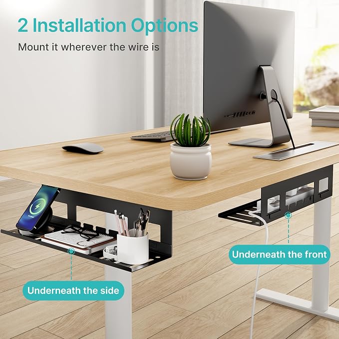PEGZONE Under Desk Cable Management Tray, 15.7 Inches Metal Cord Organizer Rack - Image 5