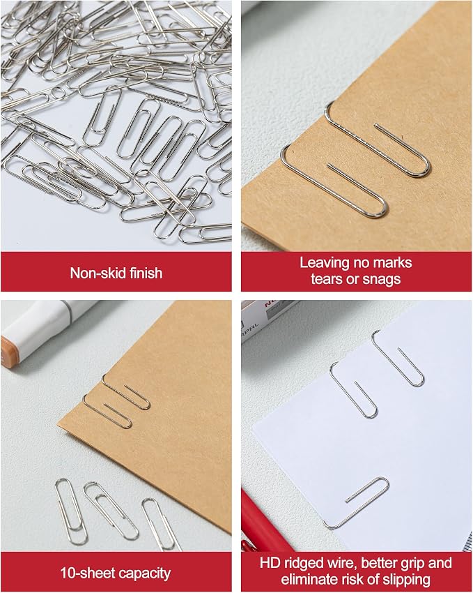PAPERPAL Paperclips for Office School & Personal Use, #1 Nonskid Paper Clip - Image 4