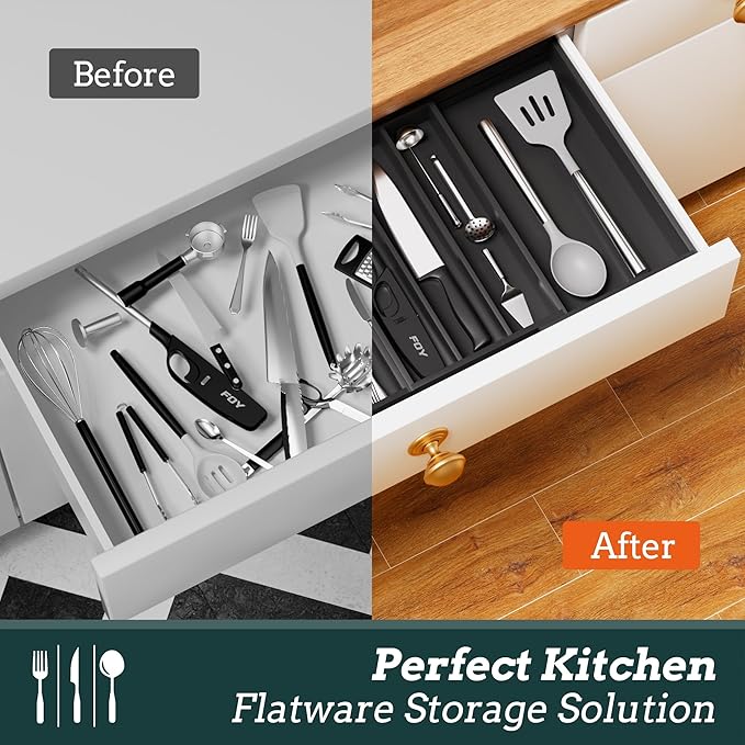 Silverware Organizer Large, Magnetic Connected Expandable 11 Slots Silverware - Image 7