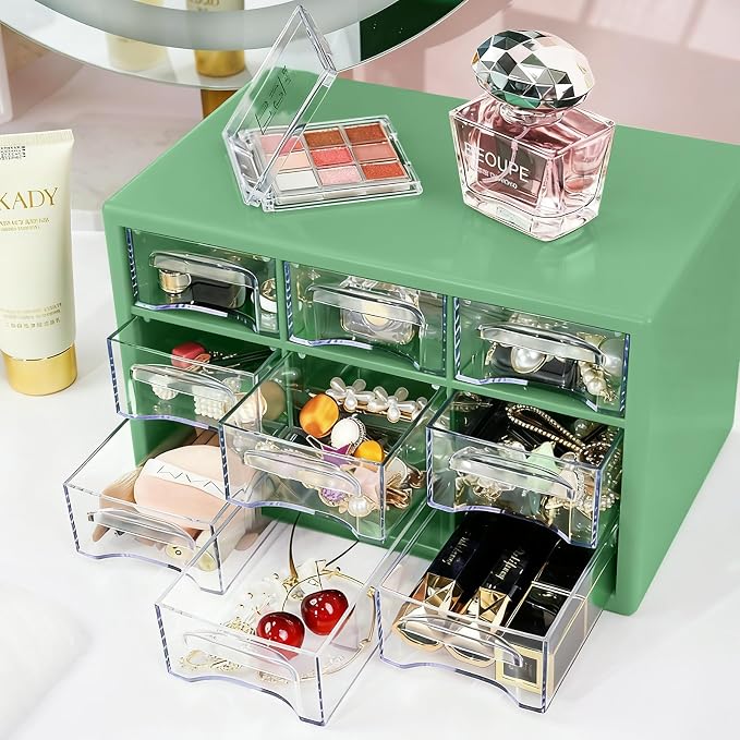 Desk Storage Organizer with 9 Drawers, FODIENS Stackable Desktop Craft Drawer - Image 2