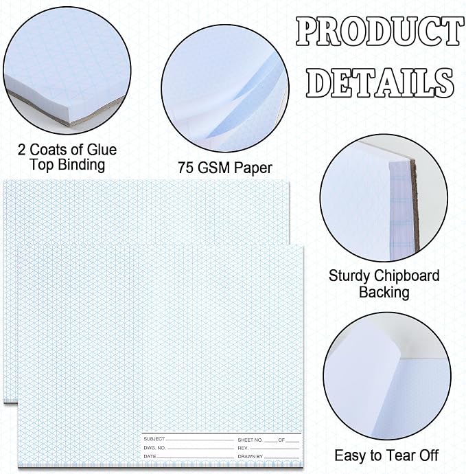1 Pack 50 Sheets 8.5" x 11" Isometric Graph Paper Pad Landscape - Image 4
