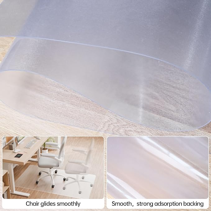 HOMEK Crystal Clear Chair Mat for Hardwood Floor, 48” x 36” Office Chair Mat - Image 4