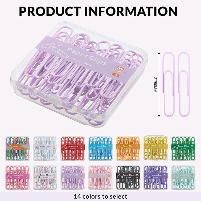 NEEWAY Colorful Large Paper Clips, 2 Inch Jumbo Paper Clips, 3 Pack of 50 - Image 2