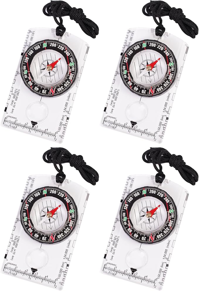 4 Pcs Outdoor Compass with Adjustable Declination, Scale. Multifunctional by Unknown