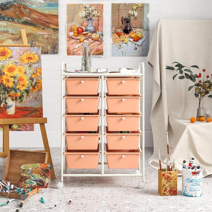 GOFLAME 10-Drawer Rolling Storage Cart, Art Craft Storage Organizer on Wheels - Image 2