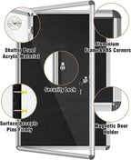 Mifuro 36"x24" Enclosed Bulletin Board, Lockable Weather-Resistant Aluminum - Image 3