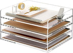 SANRUI 4 Tier Clear Desk Paper Letter Organizer Trays, A4 Stackable File by SANRUI