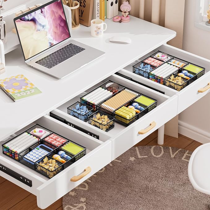 Marbrasse 3 Packs Desk Drawer Organizers, Metal Mesh Dividers Desk Drawer - Image 5