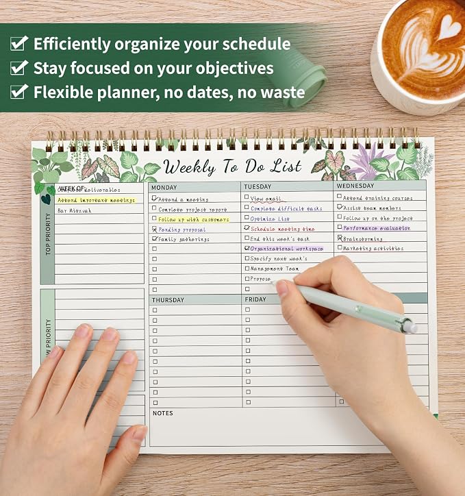 104 Pgs Weekly To Do List Notepad, 52 Duplex-Printed Undated Sheets 100 - Image 4