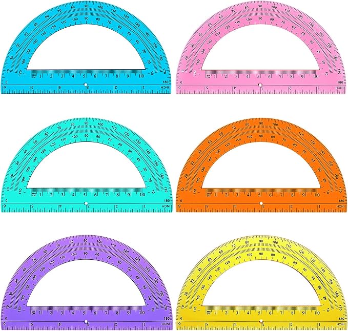Zonon 6 Pieces Protractors Bulk Plastic 180 Degrees 6 Inch Translucent by Zonon