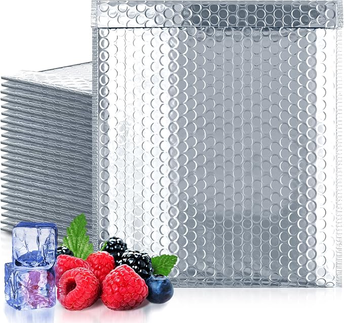 Amiff Silver Thermal Bubble Mailer, 15 x 17 Inches. 100 Pack Metallic Bubble by AMIFF