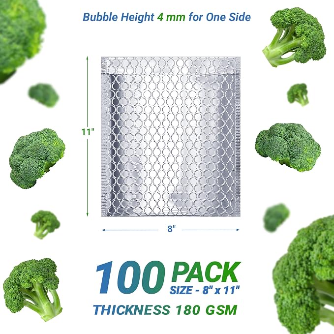 Amiff Silver Thermal Bubble Mailer, 8 x 11 Inches. 100 Pack Metallic Bubble - Image 2