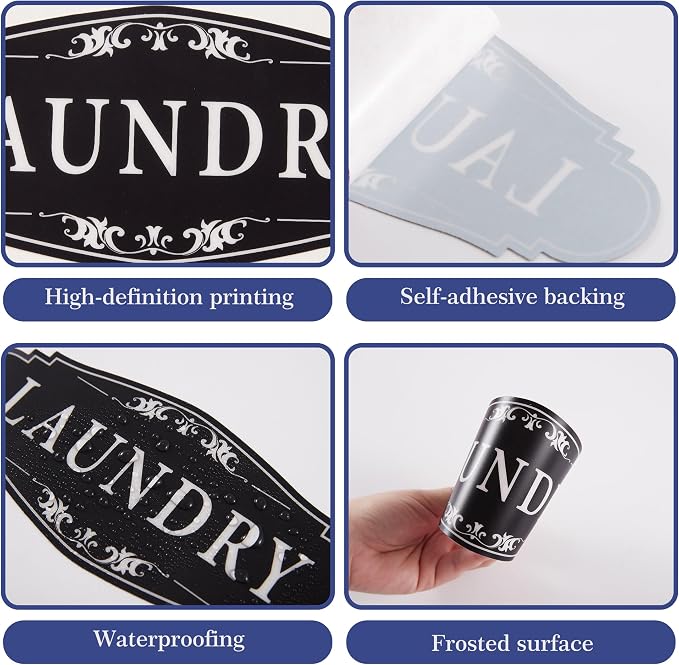 Laundry Room Door Sign for Business and Home，Self-adhesive Waterproof Cute - Image 4