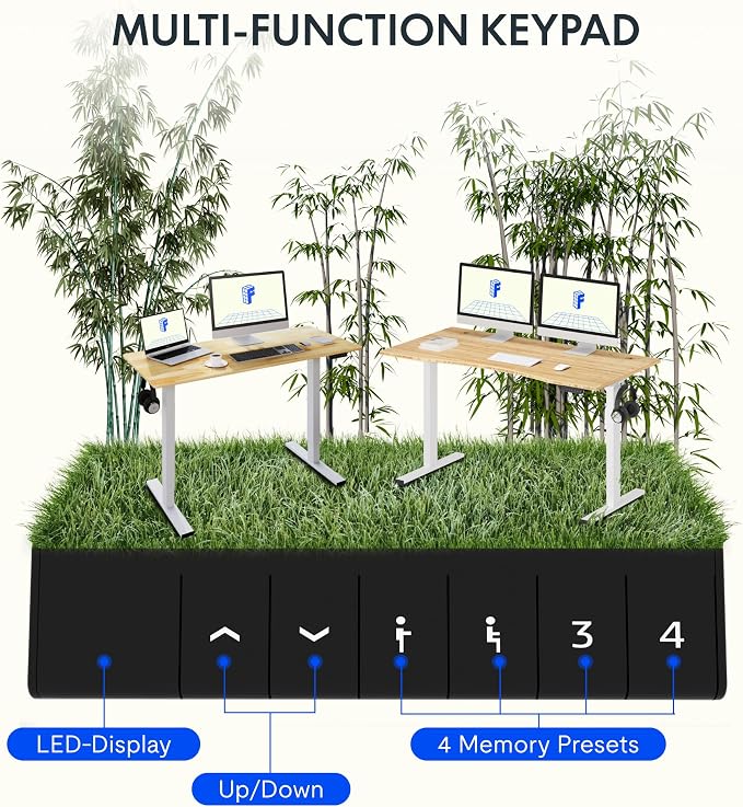 FLEXISPOT EN1 Bamboo Standing Desk, 55 x 28 Inches Whole-Piece Electric Height - Image 5
