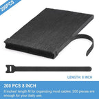 200 PCS 8 Inches Reusable Cable Ties | Adjustable Cord Wraps, Cable Straps | - Image 2