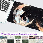 Cute Black White Cats Desk Mat Anime Cat Mouse Pad Kawaii Moon Desk Pad XL - Image 7