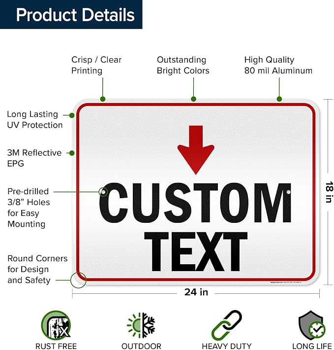 Custom Arrow, Custom Directional Sign, Down Arrow, 18x24 Inches, 3M EGP - Image 6