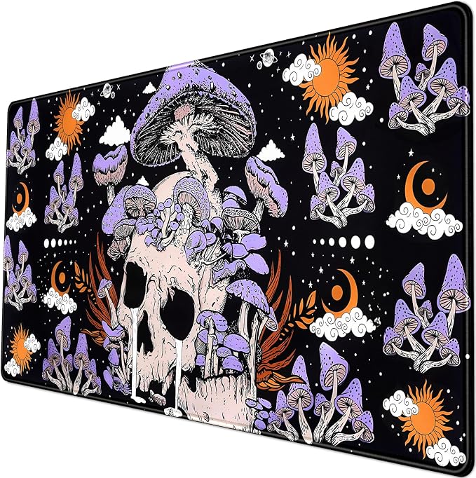 Black Mouse Pad Mushroom Desk Pad Skull Skeleton Purple Pc Laptop Office by LuckyCow