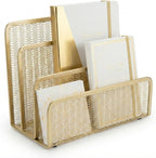 BLU MONACO | Gold Metal Mesh Mail Sorter Organizer Countertop | Paper Sorter by Blu_Monaco