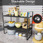 jkxoo 2Pack 16.5-27’’L Expandable Cabinet Shelf Organizers, Stackable Metal - Image 4