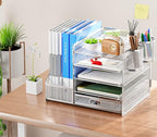 Marbrasse Desk Organizer with File Holder, 5-Tier Paper Letter Tray Organizer - Image 3