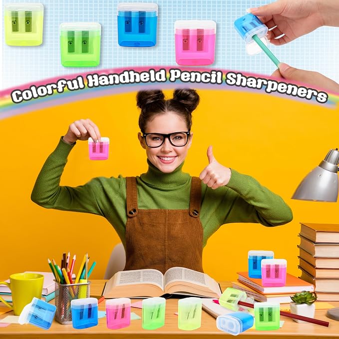 120 Pieces Pencil Sharpeners Bulk Colored Dual Holes Sharpeners Portable Manual - Image 6