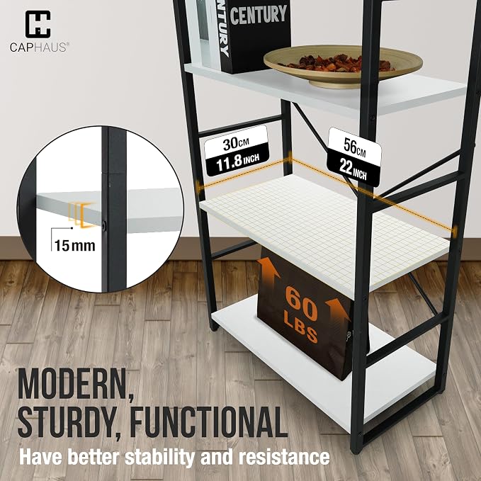 CAPHAUS 3 Tier Small Bookshelf, 24 Inch Width Free Standing Shelf, Bookcase - Image 6
