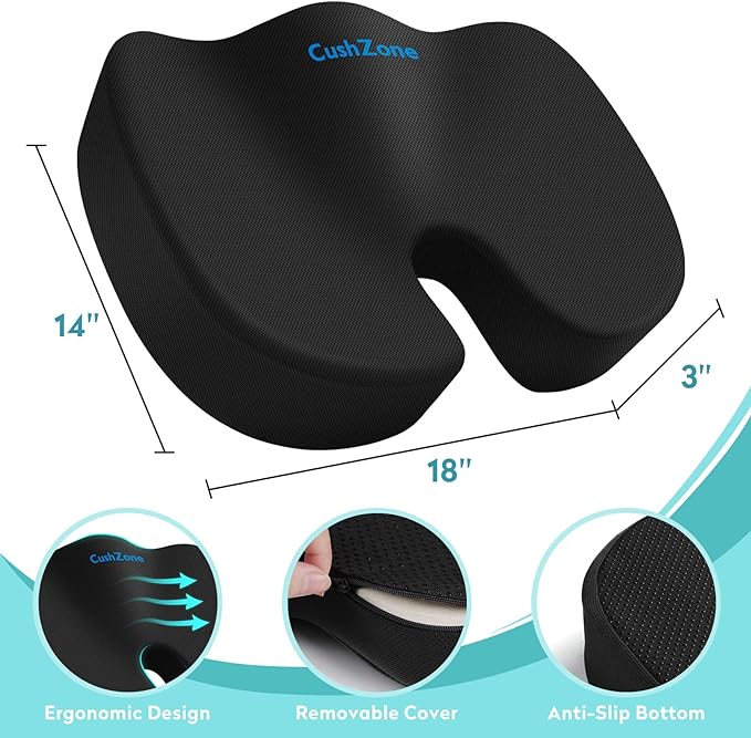 Office Chair Seat Cushion, Cooling Gel Enhanced Memory Foam Cushion - Image 3