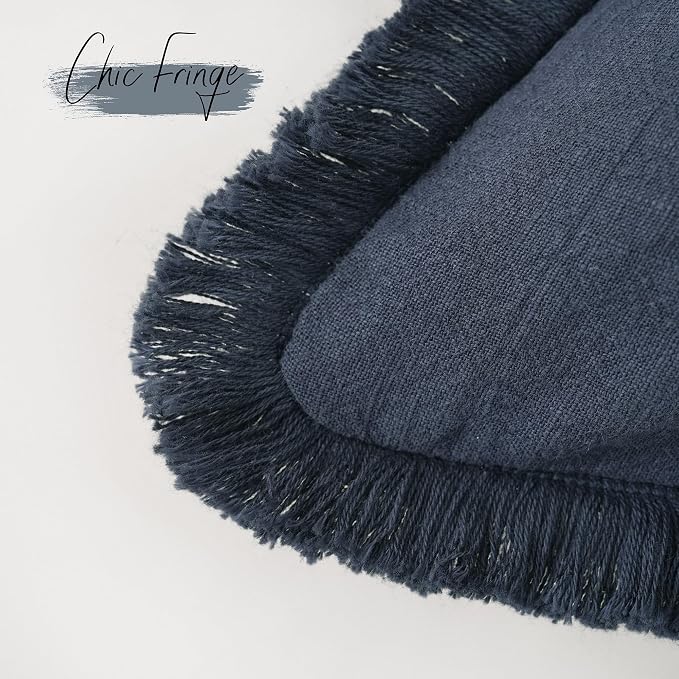 Foindtower Set of 2 Decorative Linen Fringe Throw Pillow Covers Boho Farmhouse - Image 3