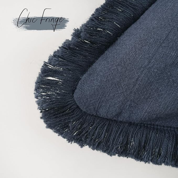 Foindtower Set of 2 Decorative Linen Fringe Throw Pillow Covers Cozy Farmhouse - Image 3