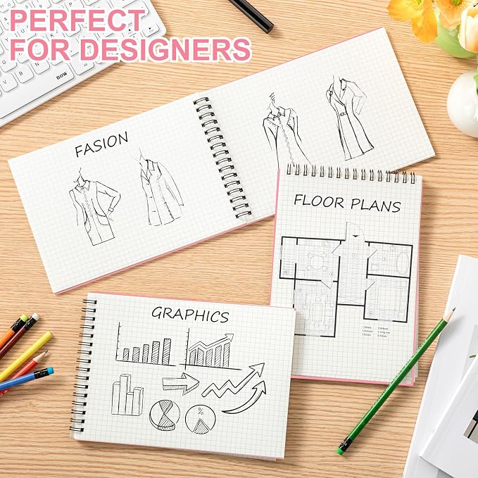 Engrowtic 2 Pack Graph Paper Spiral Notepad A5 Top Wirebound Notepad Grid - Image 3