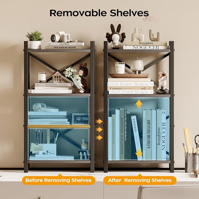 Homeiju Desktop Bookshelf, 4-Tier Stackable Narrow Desk Bookcase, Adjustable - Image 5
