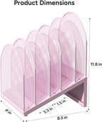 OUTIOE 5-Section Desk File Organizer, Metal Mesh Folder Organizer - Image 4